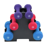 Nologo HNDZ Cap Barbell Neoprene Coated Dumbbell Weights Dumbbell Weight Set with 3 Tier Adjustable Cap Gym Rack Space Saving Dumbbells Stand for Multilevel Hand Weight Barbell,Convenient and healthy