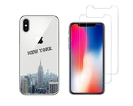 IPHONE 10 IPHONE X - Combo (1 Gel Case Cover+2 Glasses Soaked) - New York