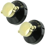 Stoves Genuine Gas Oven / Cooker / Hob Flame Control Knob (Black & Gold, Pack of 2)