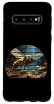 Galaxy S10 retro sunset bee flying over water, bug keeper realistic art Case