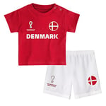 FIFA Unisex Kids Official Fifa World Cup 2022 & - Denmark Home Country Tee Shorts Set, Red, Small Age 2 UK