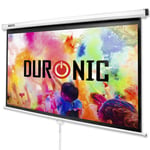 Duronic Projector Screen 100 Inch Pull Down HD MPS70 /169, Wall Mountable- White