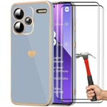 Fodral till Xiaomi Redmi Note 13 Pro+ 5G - Note 13 Pro Plus 5G, stötsäker blå silikon med kärlekshjärtamönster + 2 härdade glasögon