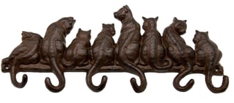 Fabulous Felines Cast Iron Cat Tails 6 Coat Hook Rack Key Hook Wall Mounted Metal Rustic Vintage