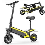 GASLIKE 48V500W Electric Scooter Folding for Adults 330Lbs with Seat Charger, 31 Miles Long-Range 10AH Lithium Battery, Up To 22MPH High Speed,Yellow,48V10AH