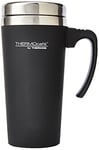 Thermocafe 420 ml Plastic and Stainless Steel Soft Touch Travel Mug, Black, 1 Count (Pack of 1)