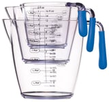 3 Piece Blue Acrylic Measuring Jug Set