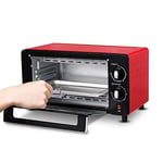 HUAQINEI Electric oven,Mini Oven with Cooking Tray and Grill,800W Multifunction Kitchen Oven,60 Minutes Timing,Capacity 10L,Bread,Chicken,Fried Eggs,Toast (Color:Red),Colour:Black