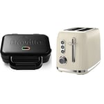 Breville Ultimate Deep Fill Toastie Maker | 2 Slice Sandwich Toaster & Bold Vanilla Cream 2-Slice Toaster with High-Lift and Wide Slots | Cream and Silver Chrome [VTR003]
