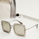 Chanel Sunglasses Square Silver Mirror Transparent Frame 4240 c.906/T7 50mm
