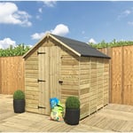7 x 5 Pressure Treated Low Eaves Apex Garden Shed with Single Door