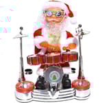 Dansande och sjungande jultomte som spelar trummor, juldocka, musikalisk rörlig figur, batteridriven dekoration