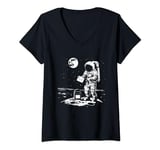 Womens Postal Worker Astronaut Mailman Funny Cosmic Space Science V-Neck T-Shirt