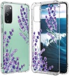 luolnh Compatible with Galaxy S20 Case,Samsung Galaxy S20 Case with Flower,Slim Shockproof Clear Floral Pattern Soft Flexible TPU Back Cover for Samsung Galaxy S20 6.2 inch(Lavender)