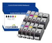 MoreInks - 10 Cartouches d'encre Compatibles cyan / jaune / magenta / noir CLI-521 / PGI-520