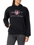 GANT Women's Rel Archive Shield Hoodie Hooded Sweatshirt , Black,M