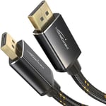 KabelDirekt – Câble DisplayPort 2.1/DP 2.1 – 1m – Connecteurs Métalliques + Tressage, DP80 avec 80 Gbit/s pour PC de jeu/Cartes Graphiques, FreeSync/G-Sync, jusqu'à 16K@60Hz, 8K@120Hz, 4K@240Hz