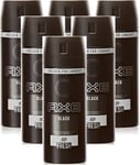 6 x Axe Deodorant Body Spray150ml - Black