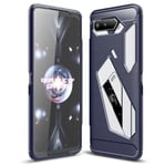 Asus Rog Phone 5 borstat kolfiber Skal TPU - blått