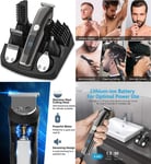 Beard Trimmer Mens Hair Clippers,11-in-1 Cordless Face Nose Body Black