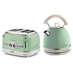 Ariete Retro 1.7L Dome Kettle and 4 Slice Toaster Set Vintage Style - Green