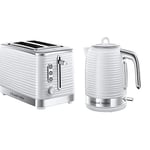 Russell Hobbs 24370 Inspire High Gloss Plastic Two Slice Toaster, White with Kettle