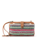 The Sak Women's Iris Large Smartphone Crossbody Bag in Hand-Crochet and Faux Leather, Convertible Purse with Detachable Wristlet Strap, Includes Phone Wallet Compartments, Eden Stripe, One Size