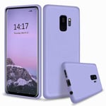 WYRHS Compatible with Samsung Galaxy S9 Liquid Silicone Phone Case Gel Rubber Bumper+1*(Screen Protector) Soft Microfiber Lining Cushion Slim Shockproof Phone Shell-Purple