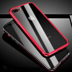 iPhone 8 plus / 7 plus 360-graders Skal med Magnet Glas Framsida och Baksida - Röd / Svart