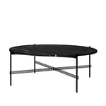 GUBI TS Round coffee table Black marquina marble, ø105, black stand