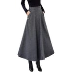 Dam Vinter Maxi Kjol Bell Kjol Tartan Vintage Lång Rutig Kjol Dam Ullkjol Elastisk Hög Midja Lång Underkjol Kjolar Vinterkjol Klänningar