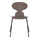 Fritz Hansen - Myran 3101 lackad bokfanér stålstativ svart deep clay - Matstolar - Arne Jacobsen - Grå - Metall/Trä