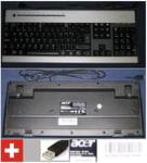 Clavier/Keyboard Qwertz Suisse / Swiss Pour SK-9610 SK9610, KB.USB0B.020, KBUSB0B020, Port connecteur/ connector USB, Noir / Black