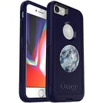 OtterBox Bundle COMMUTER SERIES Case for iPhone SE (3rd and 2nd gen) and iPhone 8/7 - (INDIGO WAY) + PopSockets PopGrip - (BLUE MARBLE)