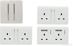 Trendi Switch Artistic Modern Glossy Switches & Sockets Dining Room Trade/Multi Buy Room Pack in White