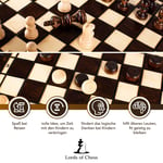 Skakspil skak træ skakbræt med damspil - 2 i 1 skakbrætsæt højkvalitets foldbar med skakbrikker store til børn og voksne 35 x 35 cm 