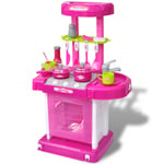 vidaXL Leksakskök för barn med ljus- och ljudeffekter rosa 80107