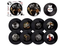 Jazz Legends - 8 Piece Mini Vinyl Record Coaster Set with Tin & Magnetic Bottle Opener by Retro Musique