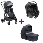 Chicco Pack poussette trio Seety Boston grey + coque Kory plus air black nacelle