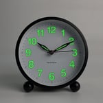 Tyst väckarklocka - Tickfri analog väckarklocka med varmt ljus - minimalistisk rund-Xin black