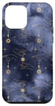 iPhone 12 mini Navy Celestial Watercolor design, golden hand,moon and sun. Case