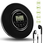 Personal CD Player, WayGoal Portable CD Player with Headphones Mini Compact Discman Walkman Support Last Memory Anti-Skip Protection LCD Display for Audio Book, Gifts for Kids Children & Adult - Black