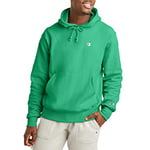 Champion Men's Reverse Weave Pullover, Hooded Sweatshirt, Green Crisp Left Chest C, M