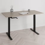 Höj och sänkbart skrivbord, vev, svart stativ, ek bordsskiva 180x80cm