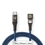 Nedis USB-kabel | USB 2.0 | Apple Lightning 8-pin | USB-C™ Han | 60 W | 480 Mbps | Nikkelplateret | 2.00 m | Runde | Flettet / Nylon | Blå / Sort | Cover Window Box