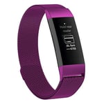 Beilaishi Stainless Steel Magnet Wrist Strap for FITBIT Charge 4，Small Size: 190x18mm(Black) replacement watchbands (Color : Dark Purple)