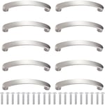 10 stycken silverfärgade skåpshandtag med 20 skruvar, lådhandtag, 96 mm håldelning, moderna aluminiumlegering kökshandtag, idealiska för kök, sovrum,