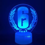 Home Decoration Rainbow Six Siege Night Lamp LED Touch Sensor Color Changing Child Kids Gift Game Table Night Light Rainbow 6 A-1752