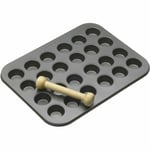 KitchenCraft MasterClass Non-Stick 24 Hole Mini Muffin Baking Tin/Plunger Steel