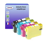 4 Cartouches Compatibles Epson Stylus Office BX305F, BX305FW, BX305FW Plus remplace Epson T1291 T1292 T1293 T1294 - T3AZUR